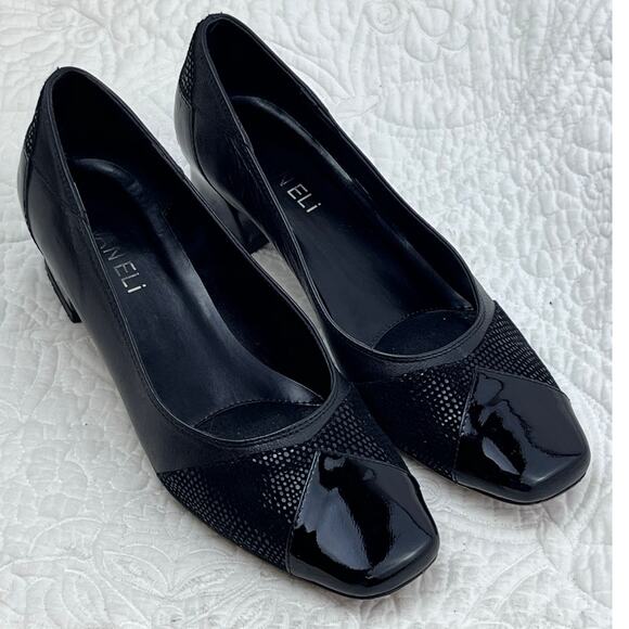 Vaneli Women's Black Patent Leather Slip On Dress Heels - Size 7 - Picture 1 of 11